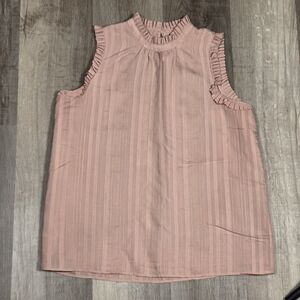 Ann Taylor Blush Sleeveless Ruffle Blouse